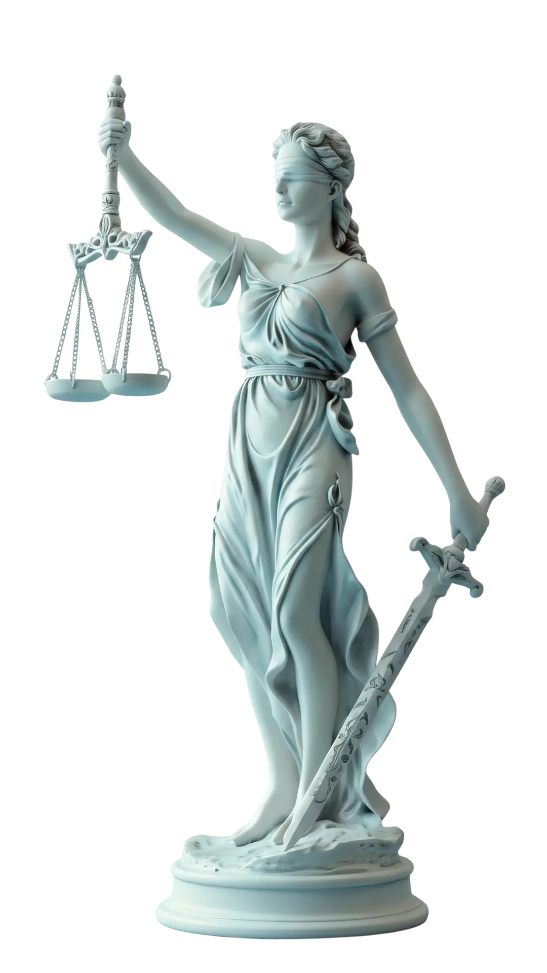 Estátua da Justiça com balança e espada